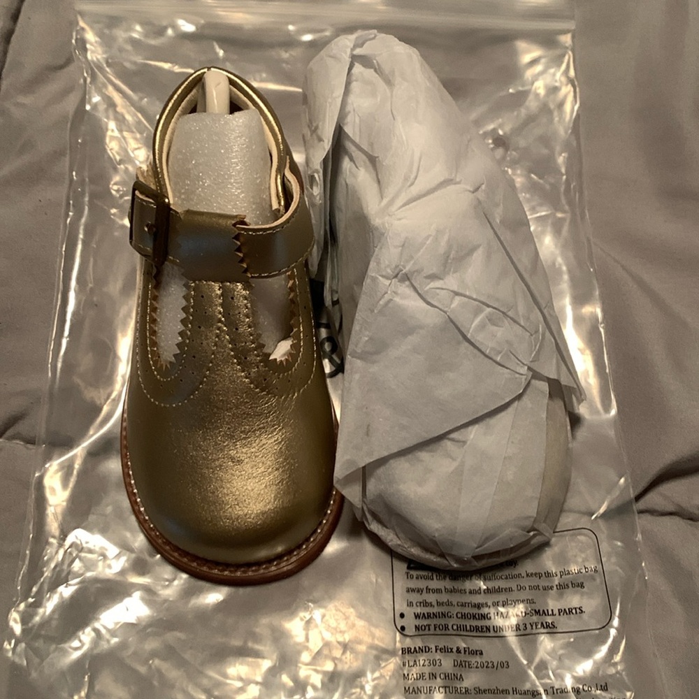 Brand new Felix & Flora Gold Toddle Shoe